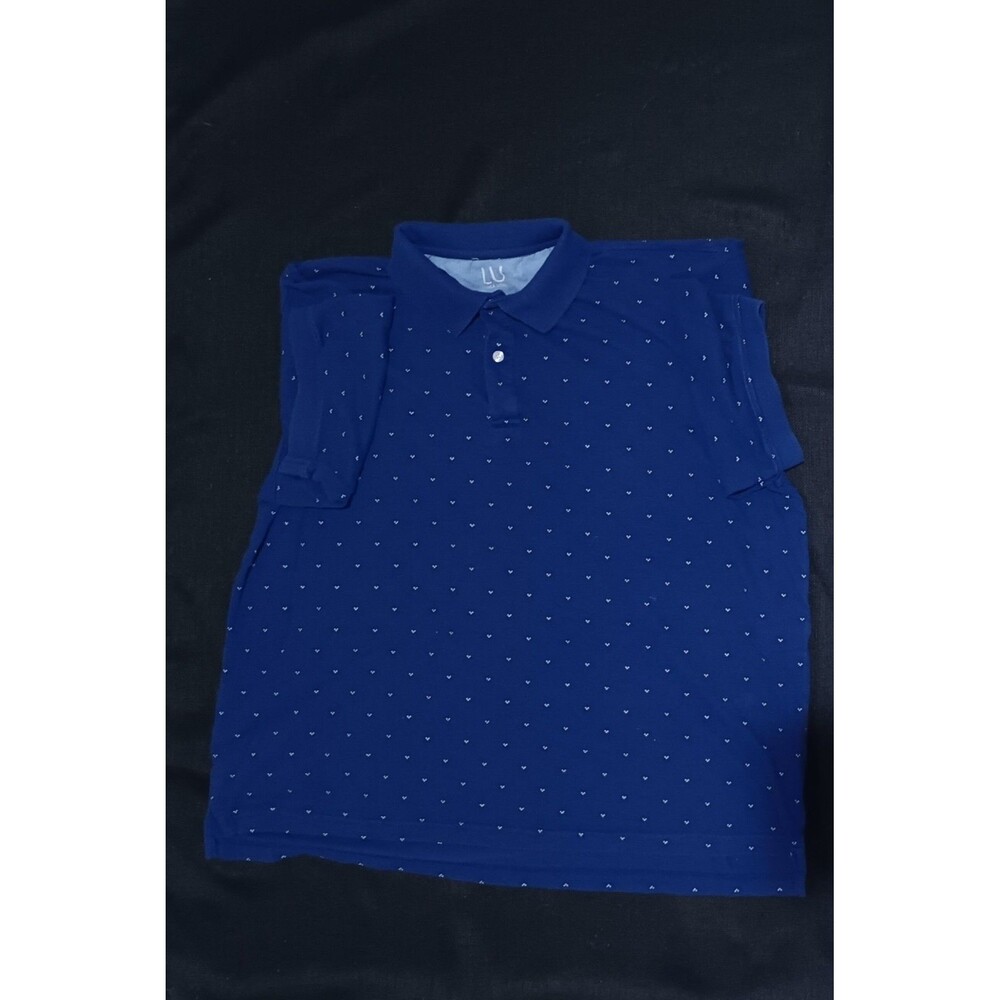 Blue and white polo shirt